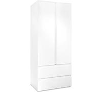 Armoire 2 portes 2 tiroirs blanc- L80 x H191 x P55 cm