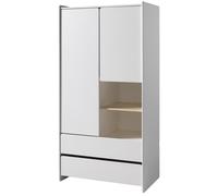Vipack Armoire enfant Kiddy 90 cm KIKL2214 - Blanche en bois, penderie et lingère