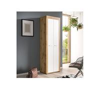 Armoire 2 portes 64x35x191 cm blanc en décor chêne - JAMO