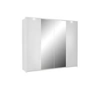 Armoire 2 portes - Avec miroir et LEDs - L255 cm - Blanc - INGINA