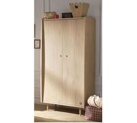 Sauthon Armoire 2 portes My Love - poignées dorées, pieds bois, décor chêne vintage marron