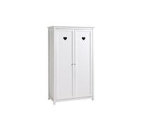 Armoire 2 Portes Blanche Motifs Coeurs Ajourés - MILADY -