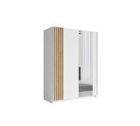 Armoire 2 portes coulissantes 150 cm- blanc et chêne - Collection VARIA