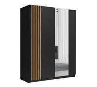 Armoire 2 portes coulissantes 200 cm - noir et chêne - Collection VARIA