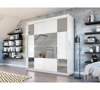 Armoire 2 portes coulissantes - Avec miroir - L203 cm - Blanc - ROVINJA