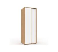IDMarket - Armoire 2 Portes coulissantes SLIDEA Bois et Blanc 60 cm penderie avec étagère