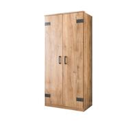 Armoire 2 Portes Décor Chêne - H199 Cm Marron