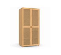 IDMarket Armoire 2 portes EDHEN bois et cannage penderie 80 cm avec étagères de rangement