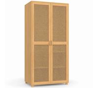 IDMarket - Armoire 2 Portes EDHEN cannage et Bois penderie 80 cm avec étagères Rangement