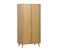sweeek - Armoire 2 Portes décor Bois rainuré avec étagère et penderie. L 90 x P 60 x H 180cm