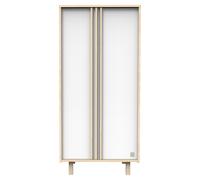 Armoire 2 Portes En Décor Chêne Velours Et Blanc Avec Appliques En Bois Blanc
