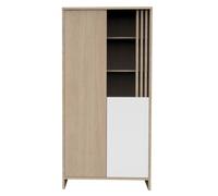 Armoire 2 portes et 1 niche avec claustra en bois décor chêne suave - tokyo blanc/marron TU