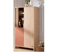 Armoire 2 portes et 1 niche avec claustra en bois décor chêne Suave - TOKYO