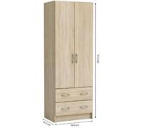 Demeyere Armoire Chambre Adulte Lingère Dual 61 x 169 x 41 cm - Dressing - Rangement Tiroir 55 x 11 x 31 cm - Fabriquée en France, Chêne Brossé