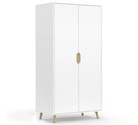 Armoire 2 Portes Helsinki Scandinave Blanc Penderie 80 Cm Avec Étagères Rangement