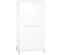Baby Price – Armoire bébé Joy Naturel – 2 portes – Blanche – sur pieds en bois naturel