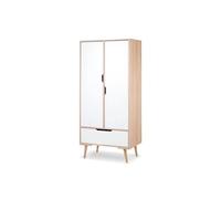 Armoire 2 portes LittleSky by Klups Sofie - Hêtre et Blanc Blanc G