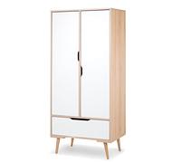 Armoire 2 Portes LittleSky by Klups Sofie - Hêtre et Blanc