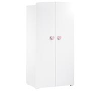 Armoire bébé Basic - MDF - Blanc - 2 portes - Bouton cœur rose - 85 x 175 x 56 cm - BABY PRICE