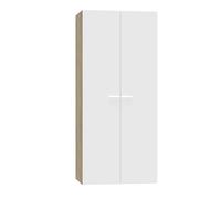 Armoire 2 Portes placard de rangement coloris Blanc/ Chêne Cambrien - Longueur 79 x Profondeur 52 x Hauteur 180 cm