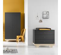 Armoire 2 Portes Playwood - Graphite et Bois