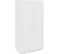 Armoire 2 portes VITO blanc penderie 80 cm avec étagères rangement maxi capacité Blanc G