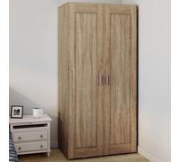 Armoire 2 Portes Vito Hêtre Penderie 80 Cm Avec Étagères Rangement Maxi Capacité
