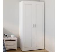 Armoire 2 Portes Vito Penderie 80 Cm Avec Étagères Rangement Maxi Capacité Blanc