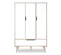 Armoire 3 Portes 1 tiroir LittleSky by Klups Sofie - Hêtre et Blanc