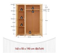 Inter Link Armoire en bois Angel 3 portes 190 cm beige naturel G