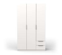Armoire 3 portes 2 tiroirs couleur blanc mat - Largeur 119,4 x Profondeur 51,1 x Hauteur 203 cm