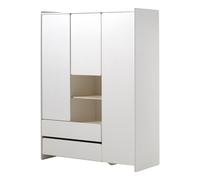 Vipack Armoire enfant Kiddy 140 cm, bois blanc, penderie et lingère, KIKL2314