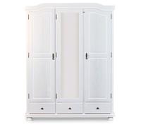Armoire 3 Portes & 3 Tiroirs Bois "Izi" 198cm Blanc