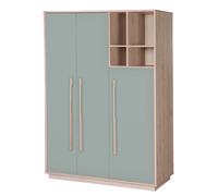 Armoire 3 portes 4 niches selva vert sauge - noyer de virginie TU