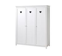 Armoire 3 portes bois laqué blanc Coeur Blanc G