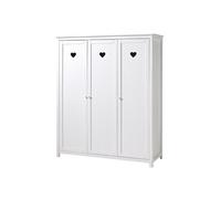 Armoire 3 Portes Blanche Motifs Coeurs Ajourés - MILADY -