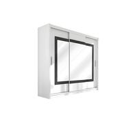 Vente-unique - Armoire 3 Portes coulissantes - avec Miroir - L250 cm - Coloris : Blanc - AUTLAN