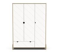 Armoire 3 Portes Et 1 Tiroir Décor Blanc Et Chêne Hamilton H188,1 Cm Blanc
