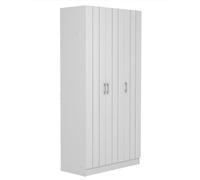 Armoire 3 Portes Galano Donna avec Finition Rainurée - L 90 x P 39,7 x H 180 cm, pour Chambre - Blanc