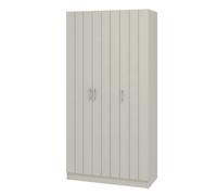Armoire 3 Portes Galano Donna avec Finition Rainurée - L 90 x P 39,7 x H 180 cm, pour Chambre - Gris