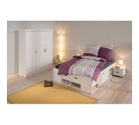 Armoire 3 portes pin massif vernis blanc Kantus 140 cm Blanc G