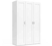 IDMarket Armoire VITO 3 portes blanche 120 cm avec penderie et étagères