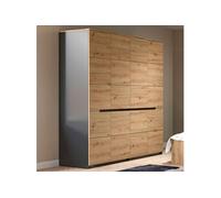 Armoire 4 portes 180x59x198cm décor naturel et anthracite - KANUT