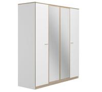 Armoire 4 portes 2 miroirs L181cm - 181 cm X 60 cm X 200 cm - TULLE Blanc
