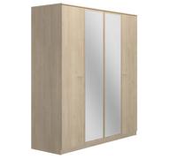 Armoire 4 portes 2 miroirs L181cm - 181 cm X 60 cm X 200 cm - TULLE Chêne
