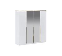 Armoire 4 portes - Avec miroirs - L200 cm - Blanc brillant et Doré - VUKIA de Pascal Morabito