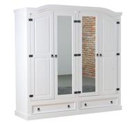 armoire 4 portes en pin New Mexico blanc Armoire chambre à coucher massive