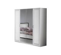 FADILY - Armoire 4 Portes Laquée Blanc avec Sérigraphies