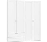 IDMarket Armoire VITO 4 portes blanc, penderie 160 cm, 2 tiroirs et étagères