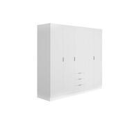 Armoire 5 portes et 3 tiroirs - L202 cm - Blanc - LISTOWEL